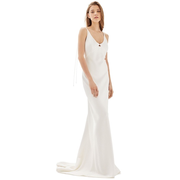 Topshop Bride V-Neck Satin Sheath Gown - Picture 1 of 9